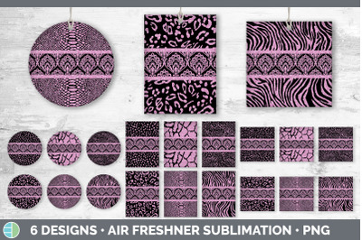 Pink Damask Air Freshener | Glitter Animal Print Sublimation Bundle