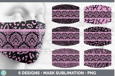 Pink Damask Mask | Sublimation Glitter Animal Print Face Mask Designs