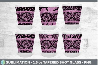 Pink Damask Shot Glass Sublimation | Shot Glass 1.5oz Tapered