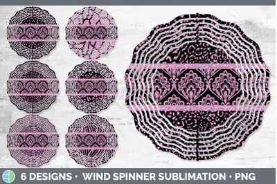 Pink Damask Wind Spinner | Sublimation Designs Bundle