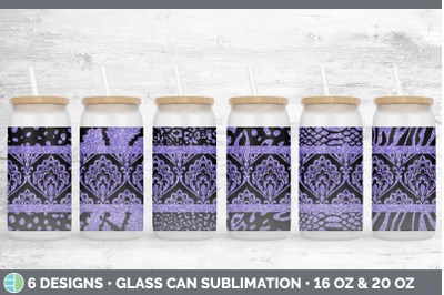 Purple Damask Glass Can | Sublimation Beer Mason Jar