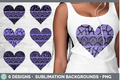 Purple Damask Hearts Clipart | Glitter Animal Print Hearts