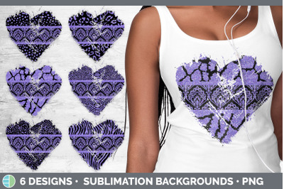 Purple Damask Heart Distressed Clipart | Glitter Animal Print Hearts