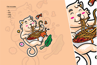 Ramen Cat Illustration