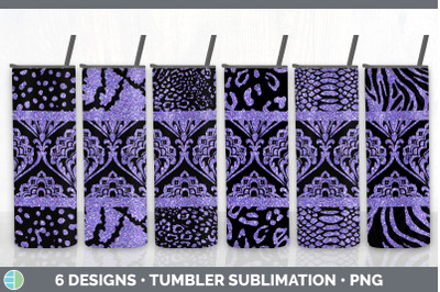 Purple Damask Tumbler | Glitter Animal Print Skinny Tumbler Sublimatio