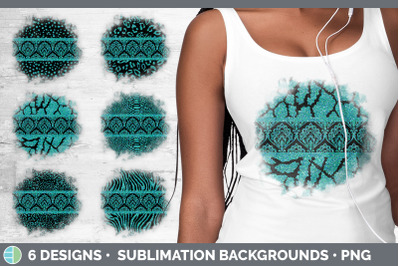 Teal Damask Background | Glitter Animal Print Grunge Sublimation