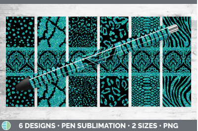 Teal Damask Pen Wraps | Glitter Animal Print Epoxy Pen Sublimation