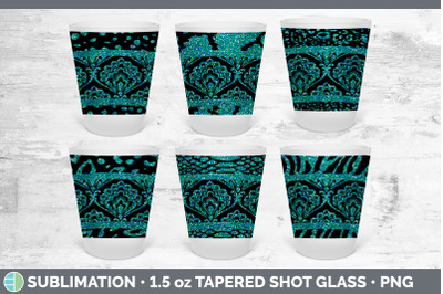 Teal Damask Shot Glass Sublimation | Shot Glass 1.5oz Tapered