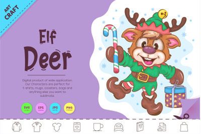 Cartoon Deer Elf. Clipart