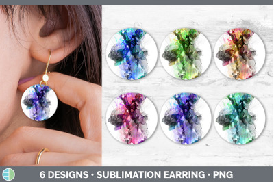 Alcohol Ink Round Earring | Sublimation Designs Bundle