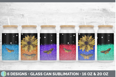 Butterfly Sunflowers Glass Can | Sublimation Beer Mason Jar