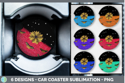 Butterfly Sunflowers Car Coaster | Glitter Animal Print Sublimation Bu