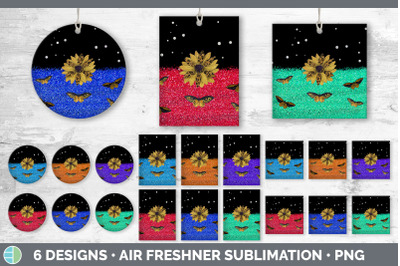 Butterfly Sunflowers Air Freshener | Glitter Animal Print Sublimation