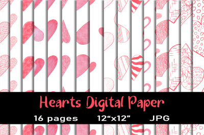 16 Heart Love Digital Papers