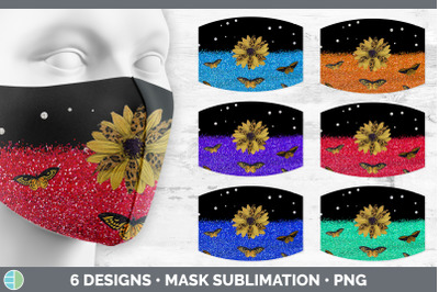 Butterfly Sunflowers Mask | Sublimation Glitter Animal Print Face Mask