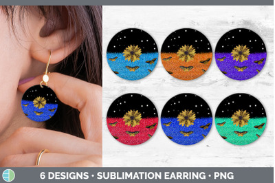 Butterfly Sunflowers Round Earring | Sublimation Designs Bundle