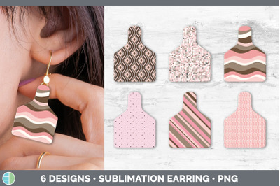 Pink Cow Tag Earring | Sublimation Cattle Ear Tag