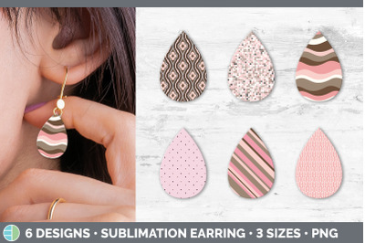 Pink Teardrop Earring | Pink Patterns Sublimation Bundle