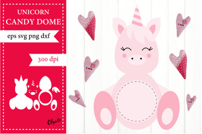 Unicorn Candy Dome SVG. Candy Dome Holder SVG
