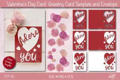 Valentine Card SVG| Heart card SVG template| Love cards| Greeting Card