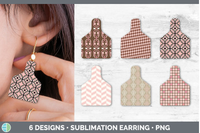 Pink Cow Tag Earring | Sublimation Cattle Ear Tag