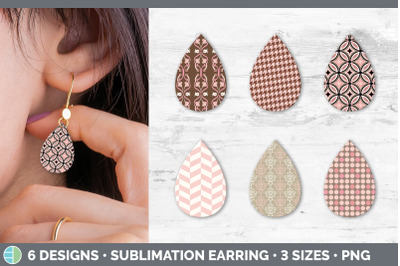 Pink Teardrop Earring | Pink Patterns Sublimation Bundle