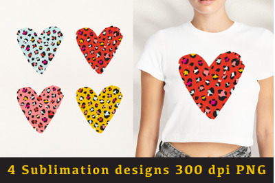 Heart Designs Bundle PNG, 4 Valentine Hearts Sublimation