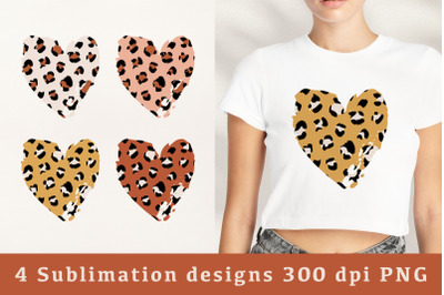4 Leopard Heart Sublimations. Valentines Day Bundle.