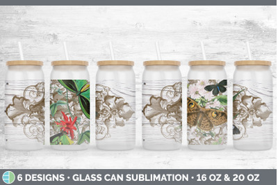 Vintage Butterflies Glass Can | Sublimation Beer Mason Jar