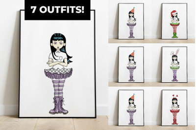Goth Girl for All Seasons Printable | Sublimation PNG