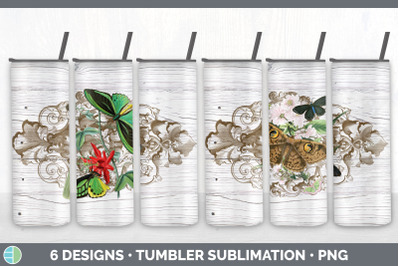 Vintage Butterflies Tumbler | Vintage Butterflies Patterns Skinny Tumb