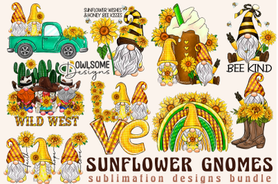 Sunflower Gnomes Sublimation Designs Bundle