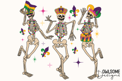 Funny Skeleton Dancing Mardi Gras PNG