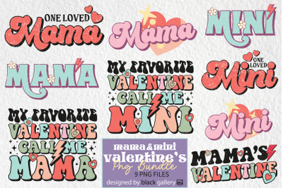 Mama Mini Valentine&#039;s Sublimation Bundle, Mama Mini PNG Bundle