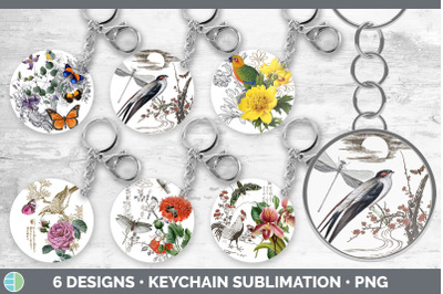 Rainbow Chickadee Keychain Bundle  Keyring Sublimation Designs By