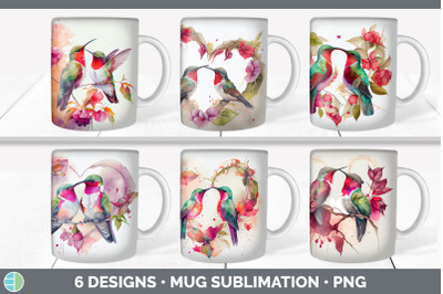 Valentines Hummingbird Mug Sublimation | Coffee Cup Background PNG