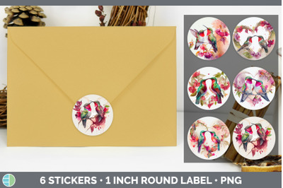 Valentines Hummingbird Stickers | Sticker 1in Round Labels PNG Designs