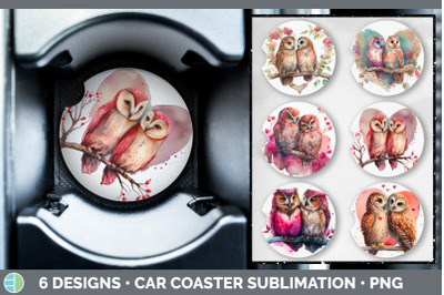 Valentines Owl Car Coaster | Sublimation Designs Bundle