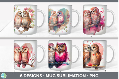 Valentines Owl Mug Sublimation | Coffee Cup Background PNG