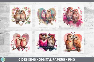 Valentines Owl Backgrounds | Digital Scrapbook Papers