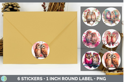 Valentines Owl Stickers | Sticker 1in Round Labels PNG Designs