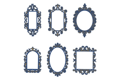 Decorative frames. Vintage elegant borders with curved design elements