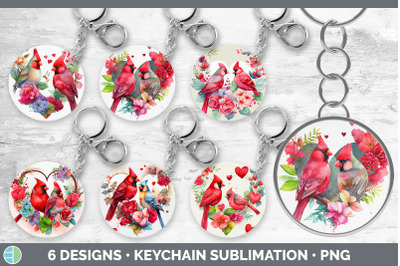 Valentines Cardinal Keychain Bundle | Keyring Sublimation Designs