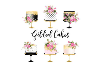 Cake Clipart Gold Foil Cake Clipart Shabby Chic Clipart wedding clipar