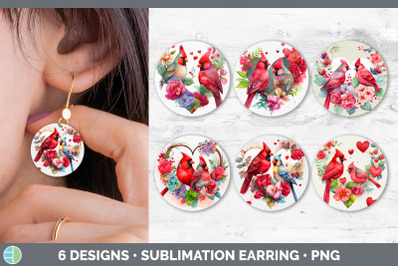 Valentines Cardinal Round Earring | Sublimation Designs Bundle