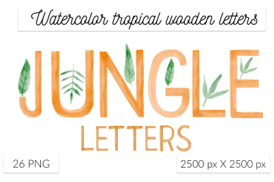 Tropical Watercolor wooden letters