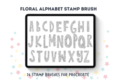 Floral Alphabet Stamp Brush set - A-Z (26 brushes)
