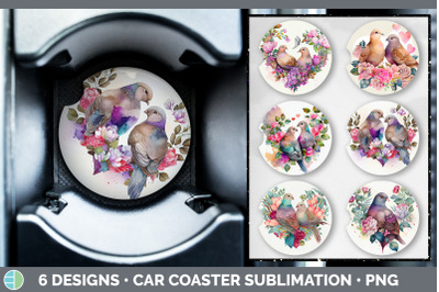 Valentines Dove Car Coaster | Sublimation Designs Bundle