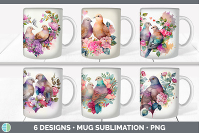 Valentines Dove Mug Sublimation | Coffee Cup Background PNG