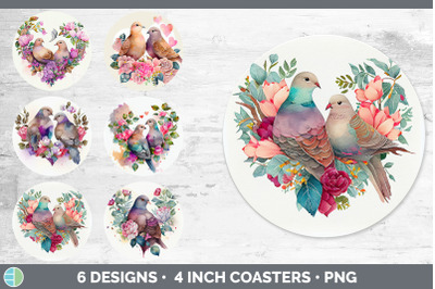 Valentines Dove Round Coaster | Sublimation Designs Bundle